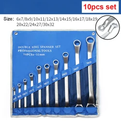 10pcs/set Industrial grade Matt non-slip Metric 6-32mm Offset Ring Spanner Garage Workshop Tool Double Ended Wrench Hand Tools