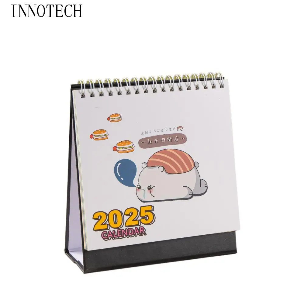 

Планирование мультяшного календаря 2025 года, список дел, время, дата, мини-настольный календарь, повестка дня, корейский стиль, стоячий флип-календарь, декор стола