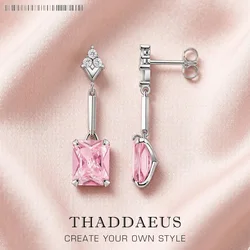 Drop Earrings Pink Stones Stylishly Jewelry For Women Brand New Sterling Silver 925 Trendy Gift