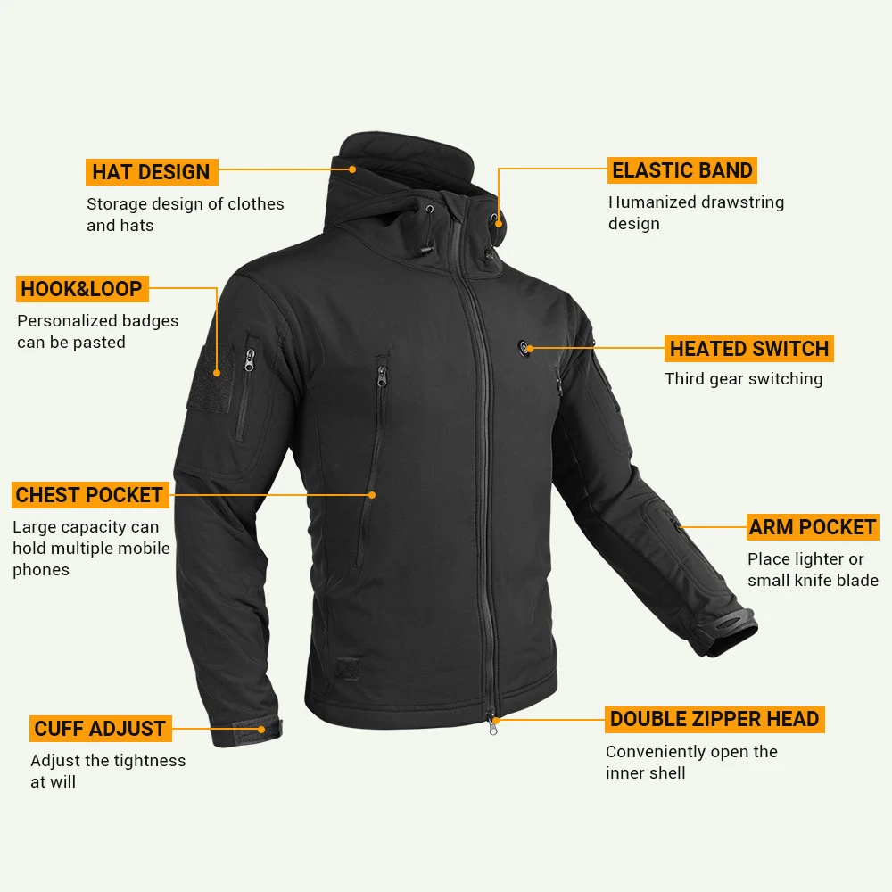 Winter Jacket Hooded Electric Heated Jacket USB Heating Jackets Camping Warm Winter Coat Heated Clothes M-4XL