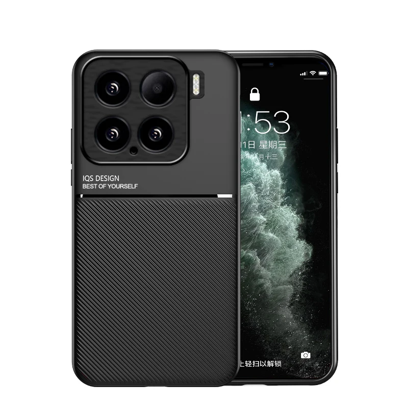 For Xiaomi 15 15T Pro Case For Xiaomi 14T Pro Mi 14 15 Pro Magnetic Car Holder Leather Silicone Shockproof Case view 2