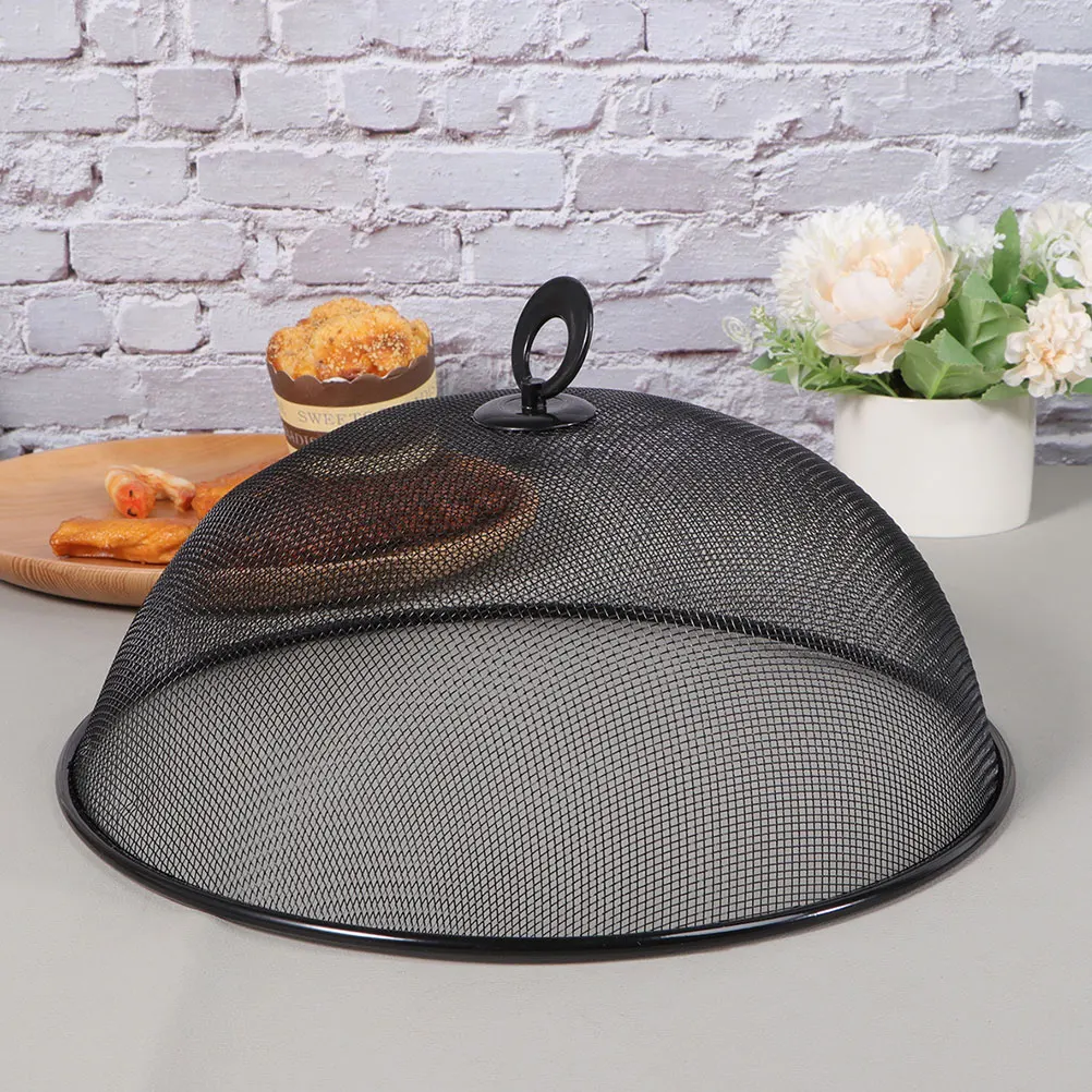 

4pcs Mosquito-proof Dust-proof Food Covers 30cm Round Black Stainless Steel Mesh Dome for Kitchen Camping Picnic Restaurant