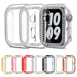 Diamond Glitter Watch Case for Apple Watch 9 41mm 45mm 40mm 44mm iWatch Series 8 7 6 SE 5 4 Plating Rose Gold Silver Pink Cover