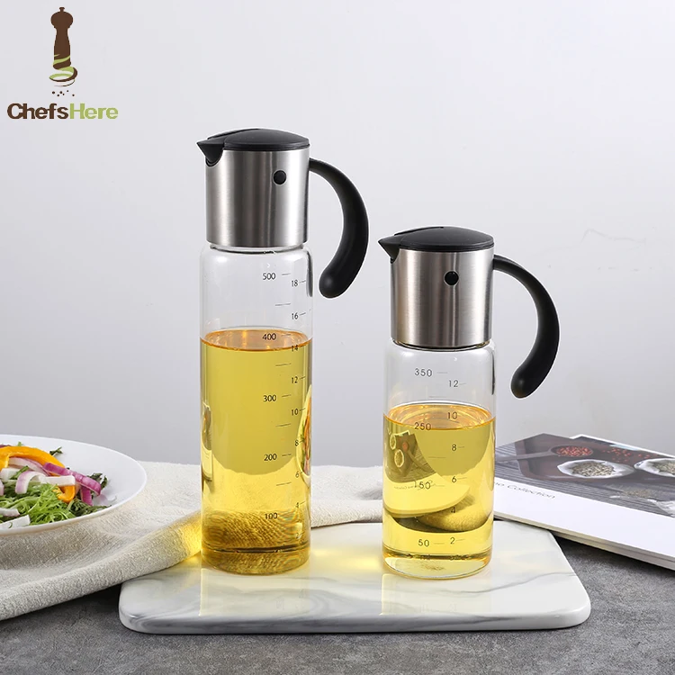 

Red Dot Design Automatic Gravity Kitchen Cooking Food Container Salad 500ml Olive Oil and Vinegar Dispenser Oil Bottle Glass