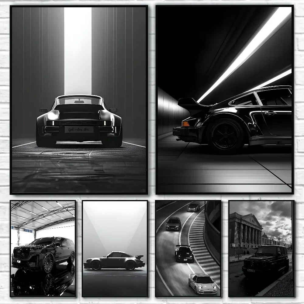 Now Black and White Luxury Car Photography Like Wall Art, HD Canvas Print Posters, Home, Living Room, Room Decoration