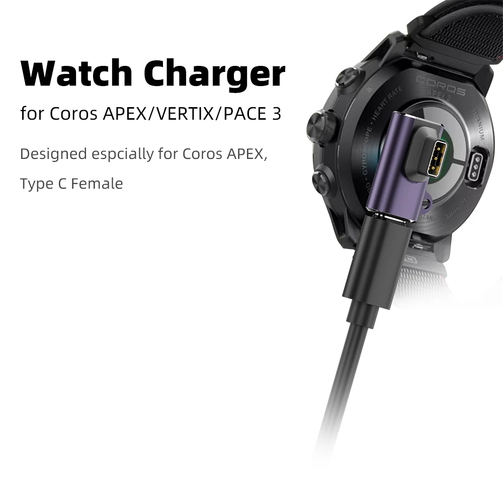 Type C Charging Adapter for COROS APEX 2 Pro/APEX 42mm 46mm USB-C Charger Connector for COROS Pace 3/Pace 2/Vertix/Vertix 2