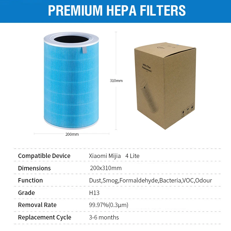 PM2.5 Xiaomi Hepa Filter 4 Lite Xiaomi Activated Carbon Filter 4 Lite for Xiaomi Air Purifier 4 Lite Xiaomi H13 4 Lite Filter