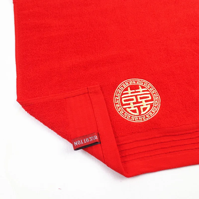 10pcs/Lot Red Small Face Hand Towels for Wedding 34*34CM Pure Cotton Towel Plain or Embroidery Individual Package