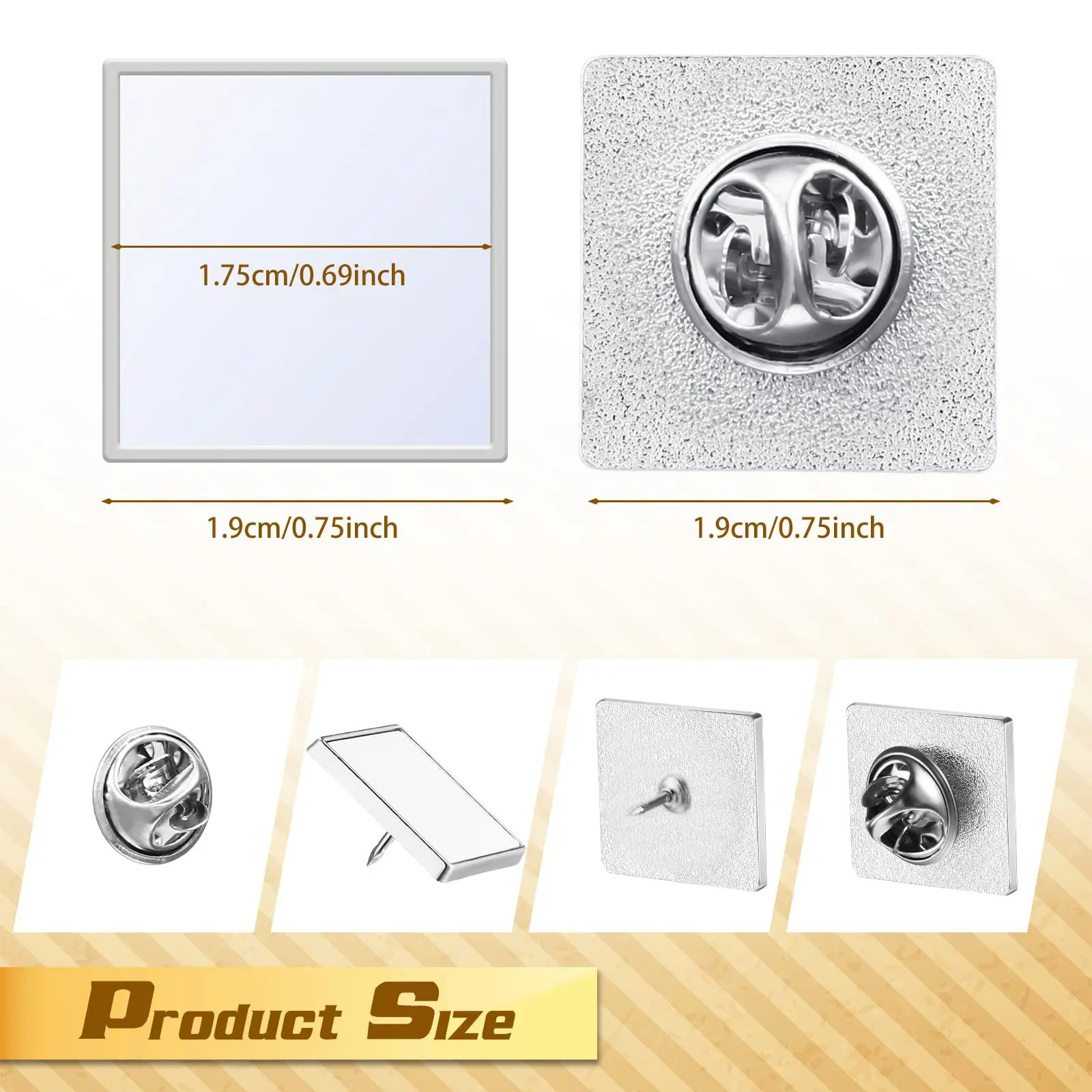 

100pcs Sublimation Blank Pins DIY Button Badge Kit Silver Square Aluminum Zinc Alloy Sheet for DIY Craft