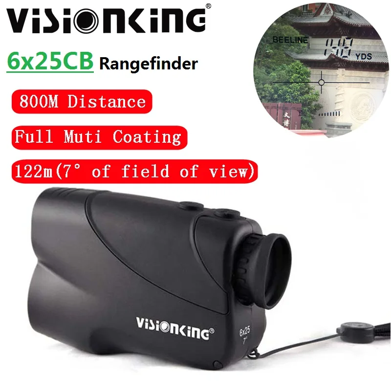 Visionking 6x25 Laser Rangefinder FMC Roof Prism 800M 900 Yard Distance Meter Outdoor Hunting Golf Survey Monocular Telescope