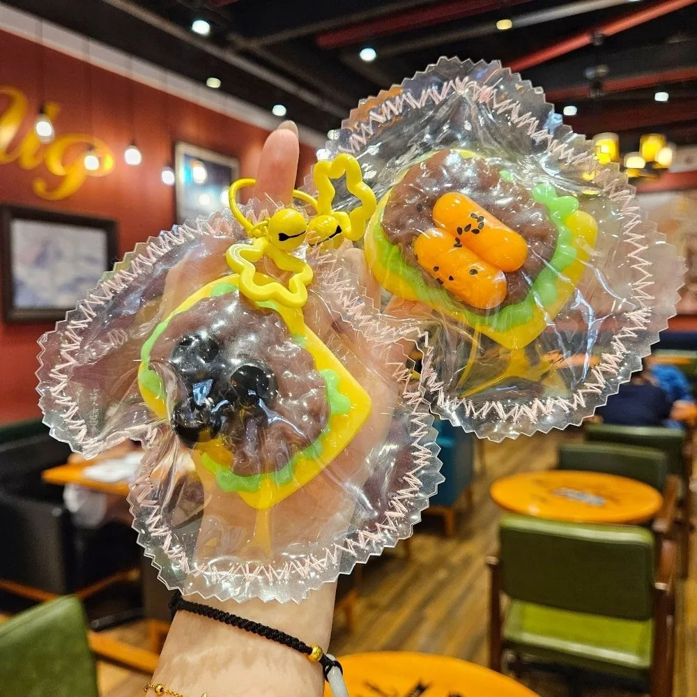 Quick Rebound Hamburger Squeeze Keychain Simulated Food Kneading Realistic Food Pinch Mini Elastic Slow Rebound Pendant