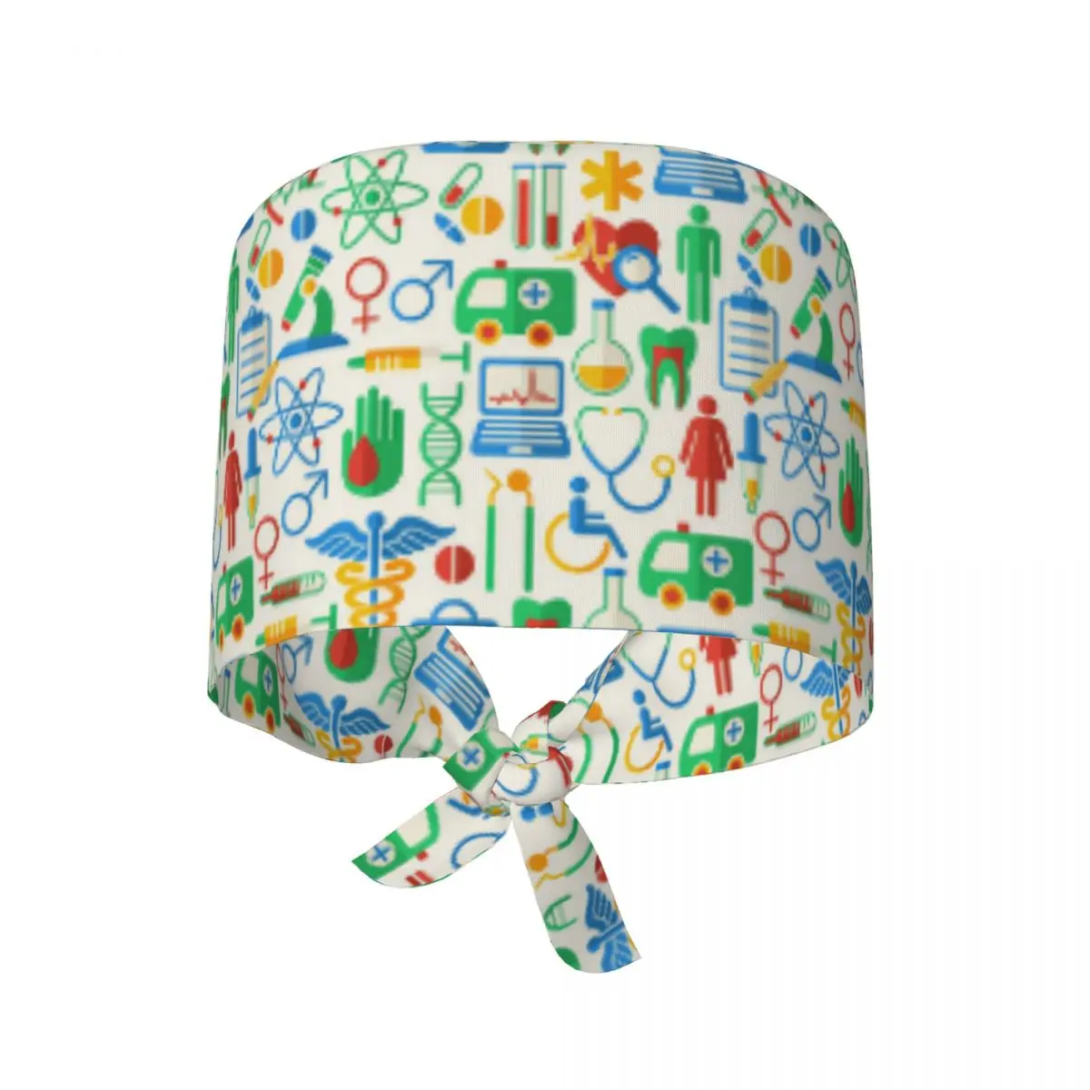 Work Scrubs Hat Medical Seamless Vector Background With Flat Icons Nurse Hats Unisex Women Casual Medical Hat Working Cap