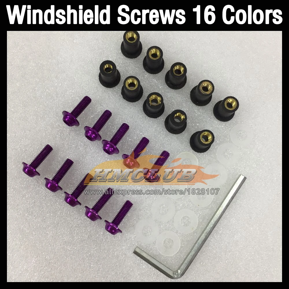 31pcs Motorcycle Windshield Bolts Nuts For SUZUKI SAPC VJ23 RGV-250 RGV250 RGVT250 RGV 250 CC 97 98 1997 1998 Windscreen Screws