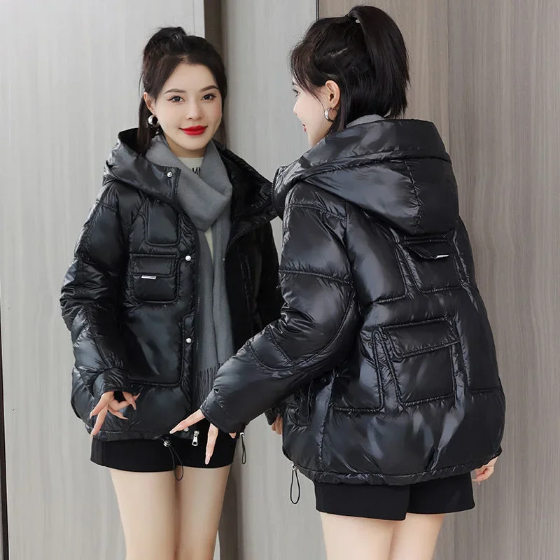 Coats New In Winter Puffer Hooded Coat For Women 2024 High Quality Parkas Demi-season Black Promotion Padding Woman Down Jacket