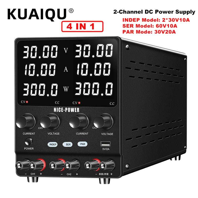 Adjustable Dual-Channel Power Supply Series Parallel Independent Triple Output Function Bench Power Supplies Charge Battery 30V