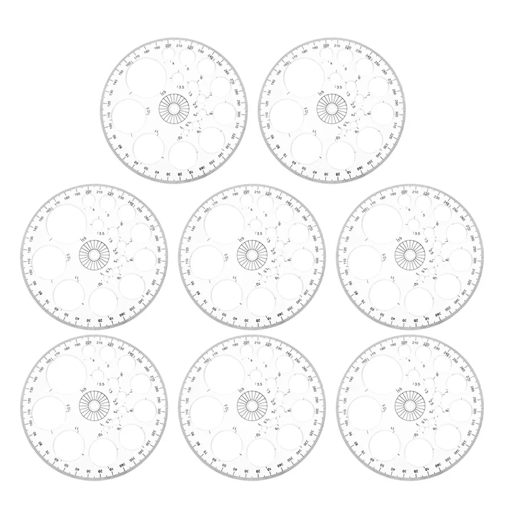 8Pcs 360 Degree Protractor Circle Protractor Tool for Geometry Math Drafting Reusable Clear Measuring Ruler for School Office