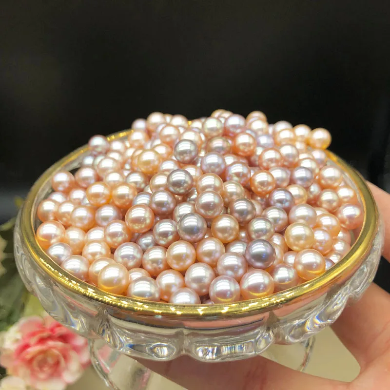 High Luster Natural Freshwater Pearls 2A 3A 4A 5A Cultured Loose Beads Round Beads Half Hole Pearl for Jewelry Making DIY