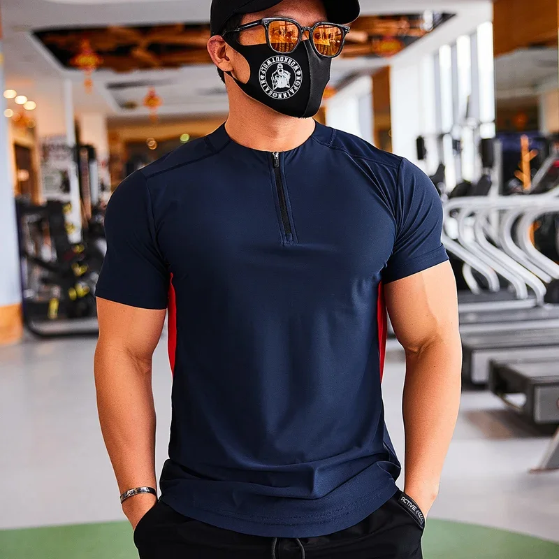 Camiseta deportiva de secado rápido para hombre, camisetas deportivas, Jersey, camisas frescas y cómodas para hombre con diseño de cuello levantado