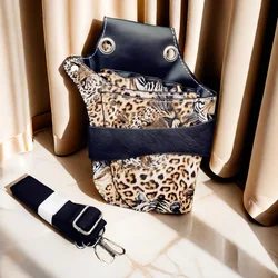 New Hair Scissors Bag Fashion PU Leather Tiger Pattern Hairstylist Professional Waist Pack Hairdresser Kit