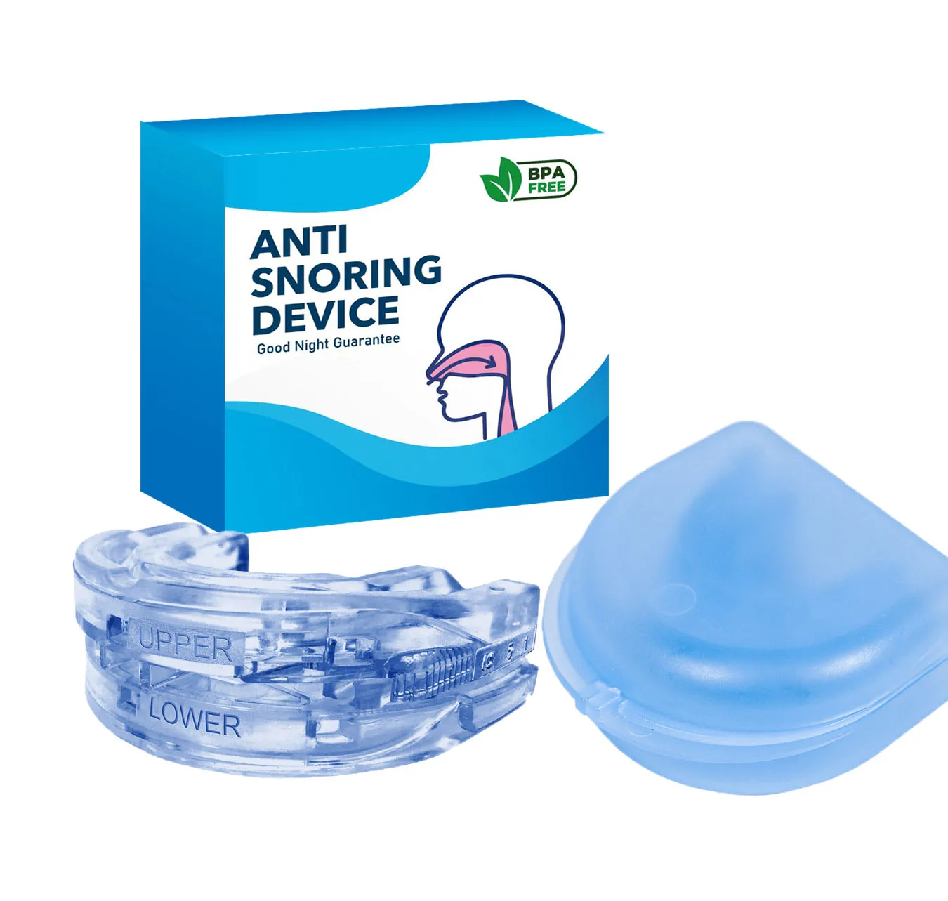 Protector Bucal Anti-Ronquidos, Mejora el Sueño, Ajustable, Anti-Apnea, Bruxismo, Dispositivo para Dejar de Roncar