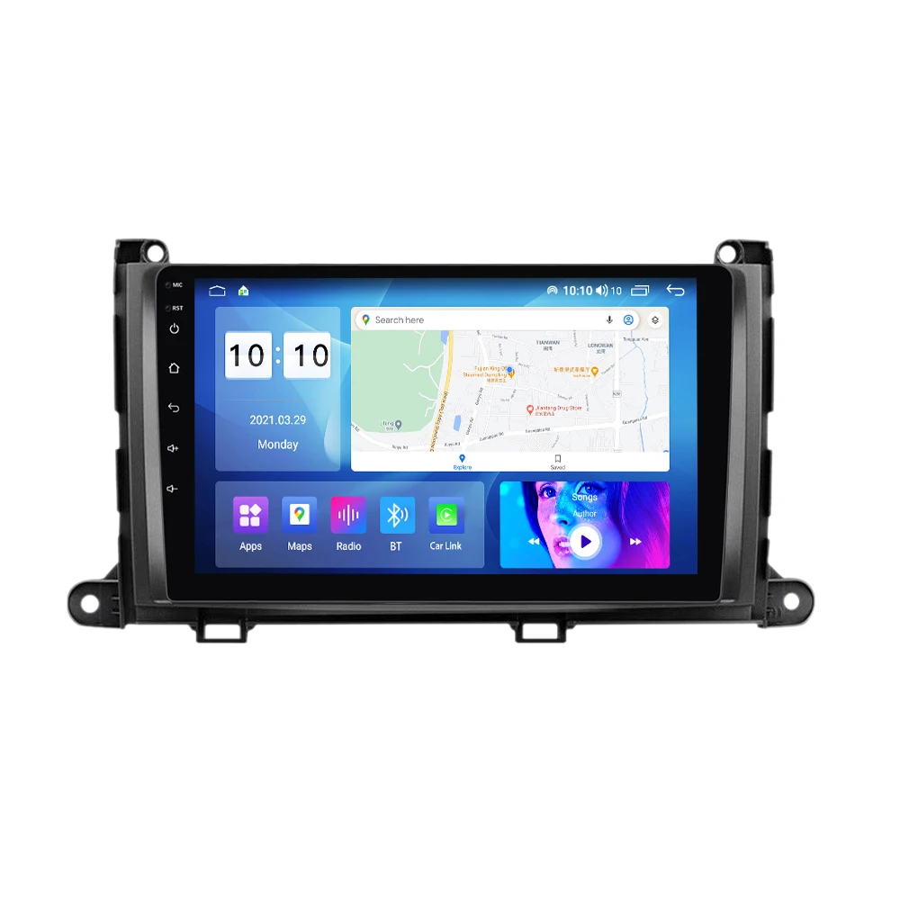 android 9 inch radio video player for Toyota Sienna  gps navigation 360 camera cooling fan