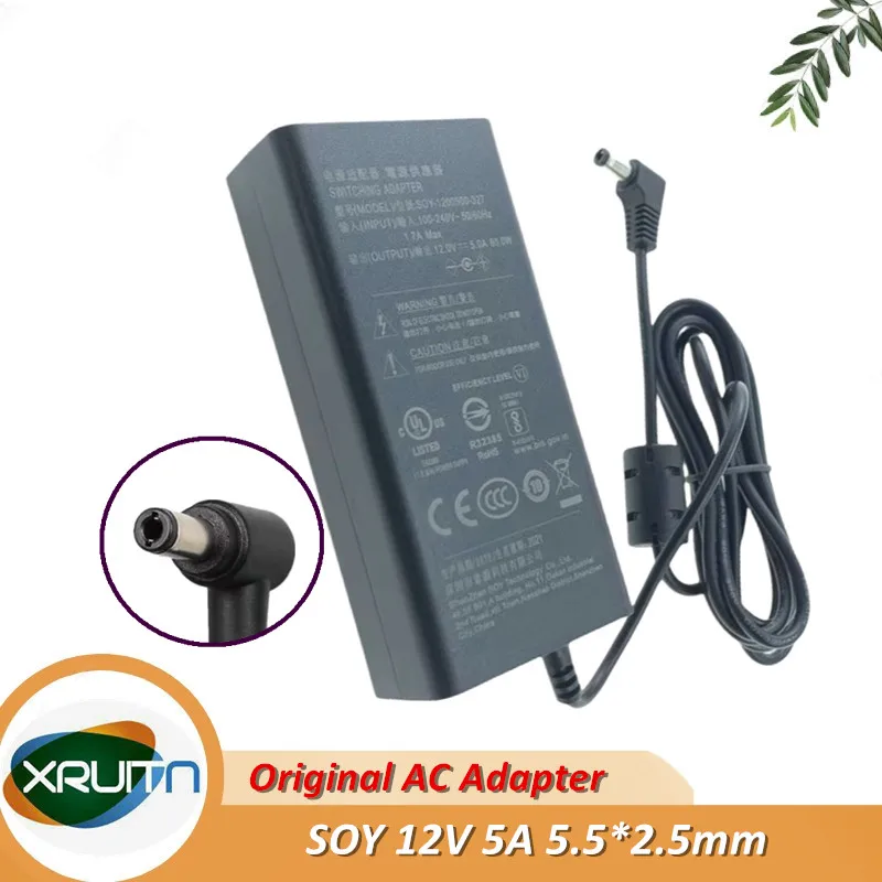 

Genuine 12V 5A 4.5A 60W 5.5x2.5mm SOY SOY-1200500-327 AC Switching Adapter For Monitor Power Supply Charger SOY-1200500