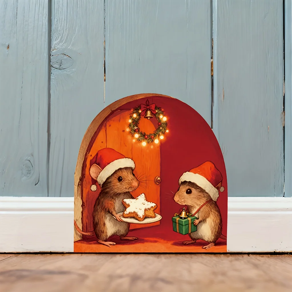 Festive Christmas Mouse Hole Wall Sticker Baby Kids Room Decoration Mural Bedroom Home Wallpaper Nursery Decor Decals S1025
