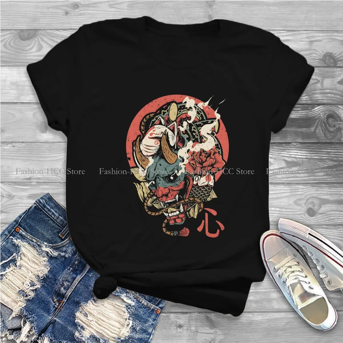 Head Newest Polyester TShirts Samurai Momen Graphic Streetwear T Shirt O Neck