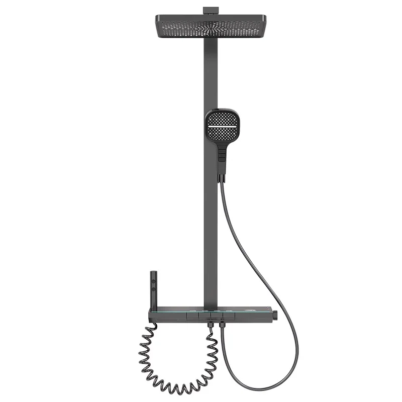 

Gun gray digital shower set, home bathroom supercharged white bath
