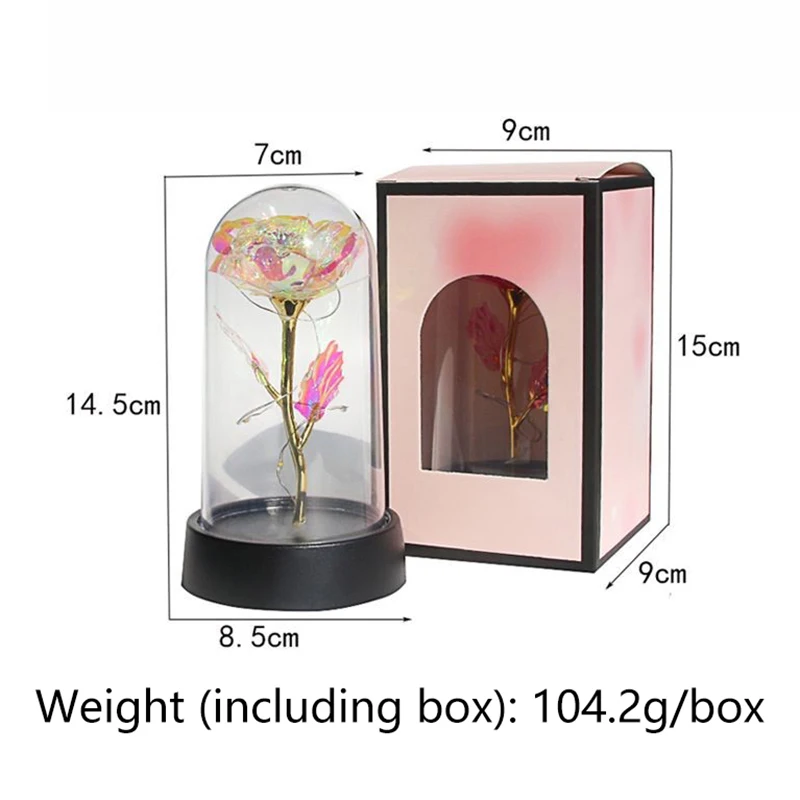 LED 조명 호일 인공 장미 꽃 야간 램프, 발렌타인 데이 선물, 여자 친구 영원한 장미 결혼식 장식 선물