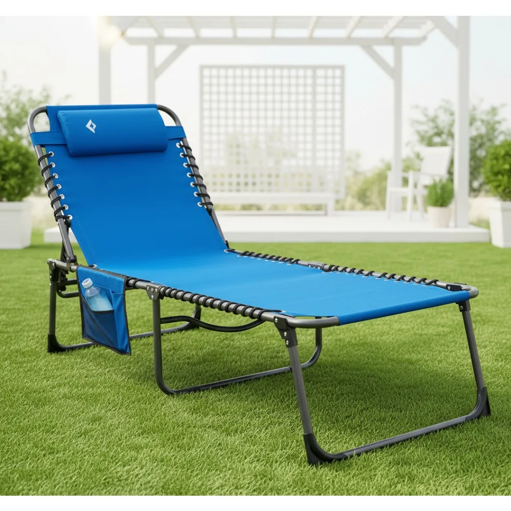 كرسي صالة محمول قابل للطي للاستخدام الخارجي - 4 أوضاع قابلة للتعديل، كرسي تخييم خفيف الوزن على الشاطئ وحمام السباحة #1