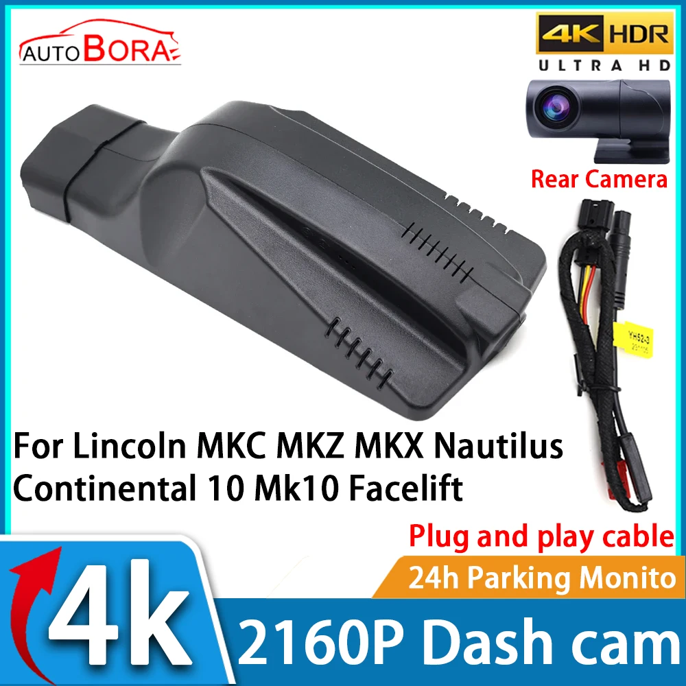 

ZhuCamX DVR Dash Cam UHD 4K 2160P Car Video Recorder Night Vision for Lincoln MKC MKZ MKX Nautilus Continental 10 Mk10 Facelift