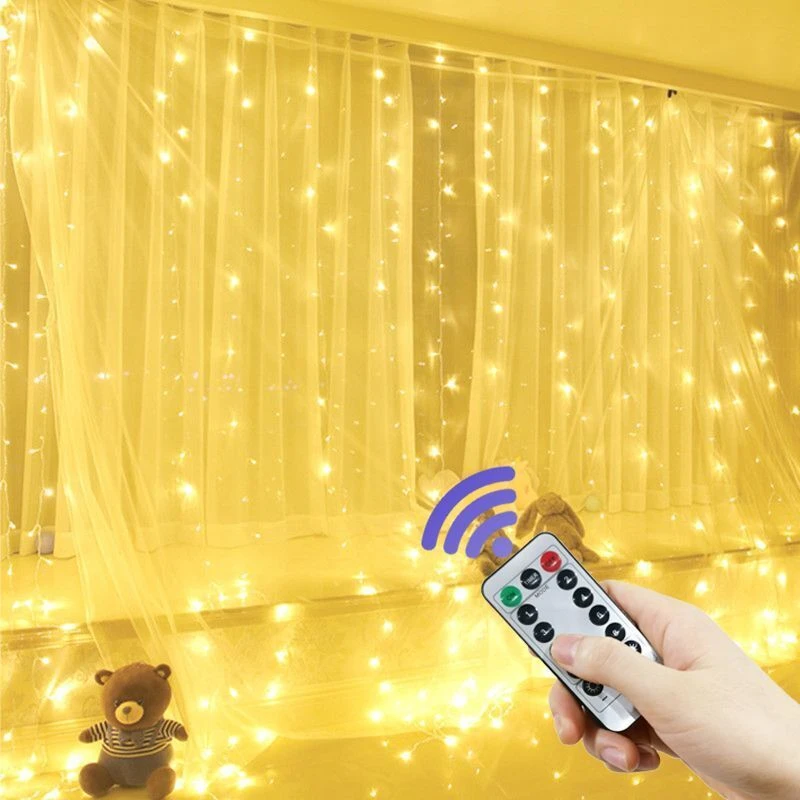 

LED Garland Curtain Lights 8 Modes 3M/4M/6M Remote Control String Light Decor for Christmas Wedding New Year Party Bedroom Lamp