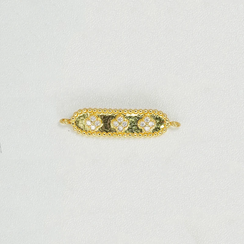 10pcs Hollow Connector for Diy Bracelet Necklace Making Part Copper Inlay Zircon Ring Pin Bow Candy Jewelry Accessorie Wholesale