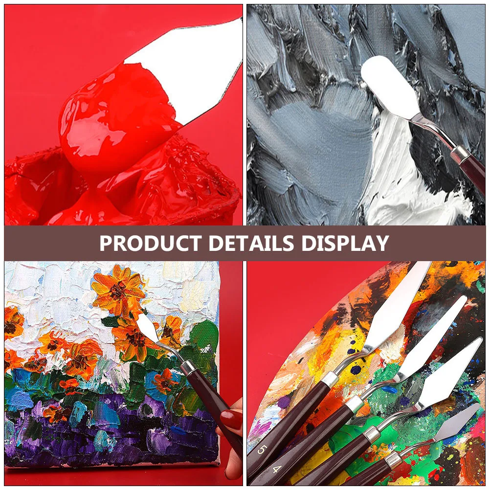 5 قطع من ملاعق الرسم الزيتي المصنوعة من الفولاذ المقاوم للصدأ مجموعة أدوات خلط الألوان للمدرسة والاستخدام الاحترافي وملعقة الرسم الزيتي #4