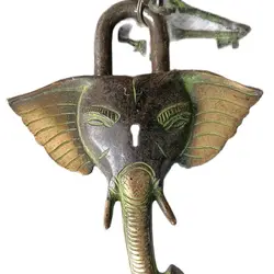 Serratura Vintage in rame con due chiavi testa di elefante Guardian Garden Home peace Security Talisman