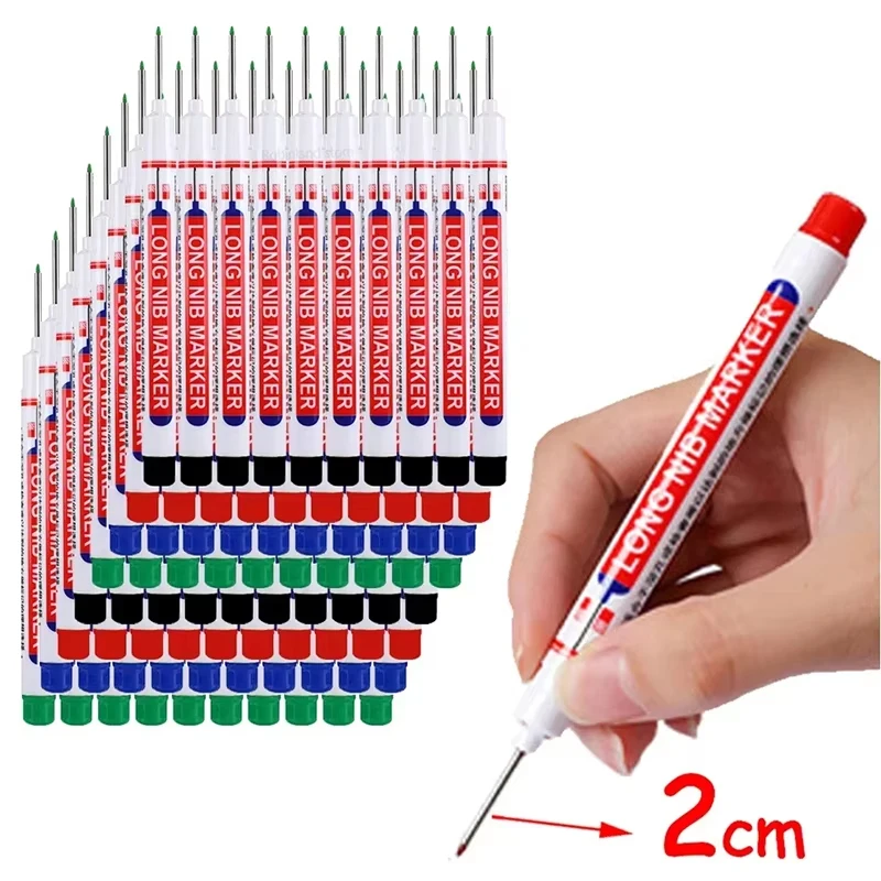 4 Pcs Oil Markers Pen Work 5 Colors Waterproof Long Head Markers Deep Hole Marker Pen For Metal Tile Woodworking Decoration Tool