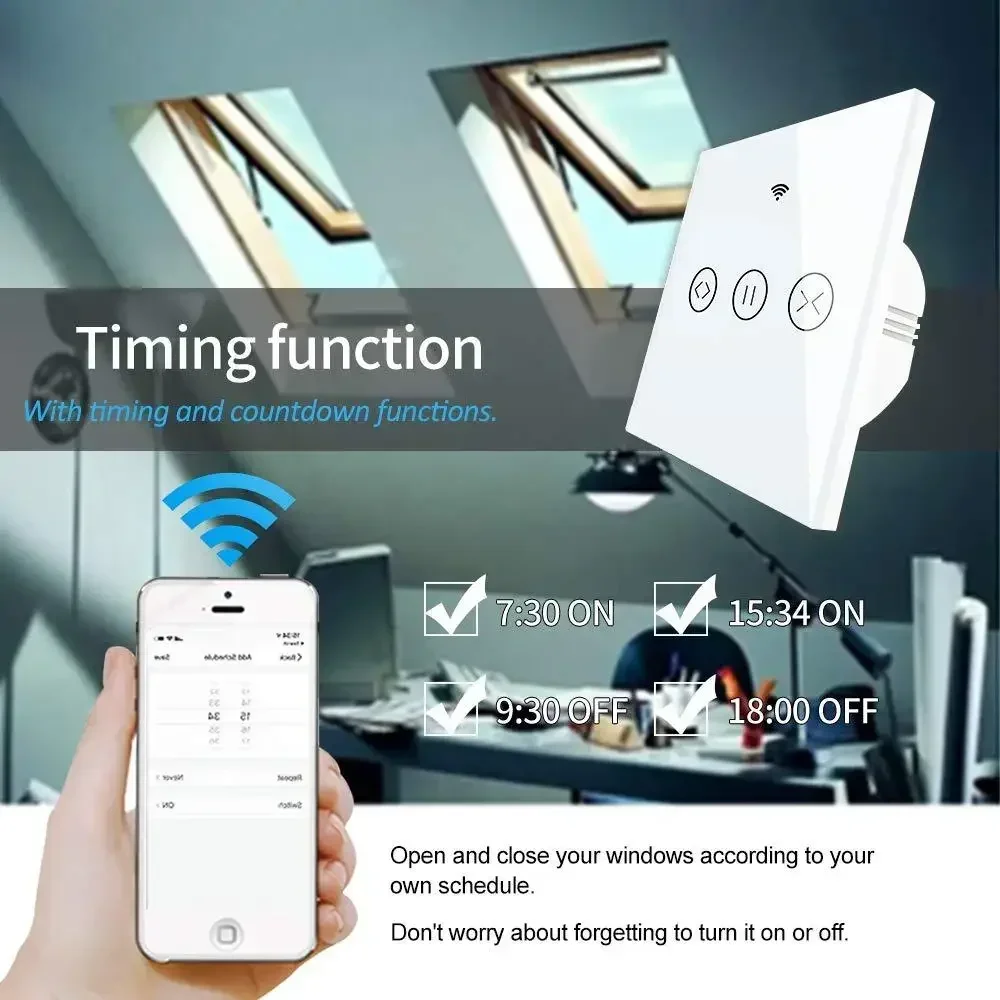 Apri finestra automatico intelligente Controllo Wi-Fi App motore AC compatibile Alexa Assistente Google Controllo vocale Lega di alluminio