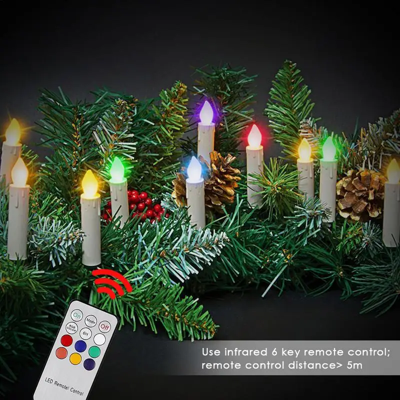 Velas LED con batería, luz operada por Control remoto inalámbrico para el Día de Todos los Santos, árbol de Navidad, fiesta, luces decorativas para boda, 10 Uds.