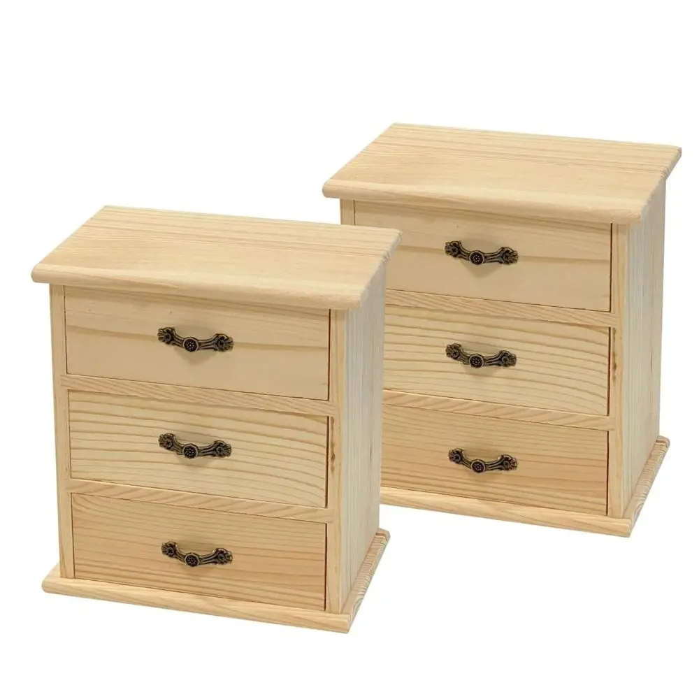 3-Layers Wooden Jewelry Storage Holder Simple Space Saving 3 Tier Drawers Type Organizer Mini Multi-purpose Desk Sundries Box