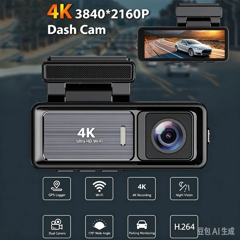 High-definition dual-recording infrared night vision WiFi-connected car camera Dash Cam