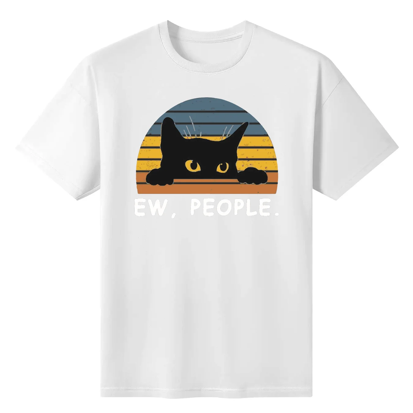 

Men's Casual Fashion Black Cat Print Cotton T-shirt Short-sleeved Crew Neck Hip-hop Style T-shirt As A Summer Holiday Gift