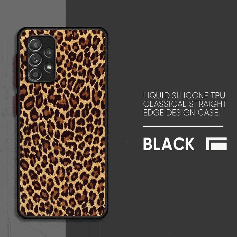 Ins Creative Leopard Print Phone Case for Samsung Galaxy A12 A13 A14 A22 A23 A24 A32 A33 A34 A52 A53 A54 A72 A73 5G Matte Cover