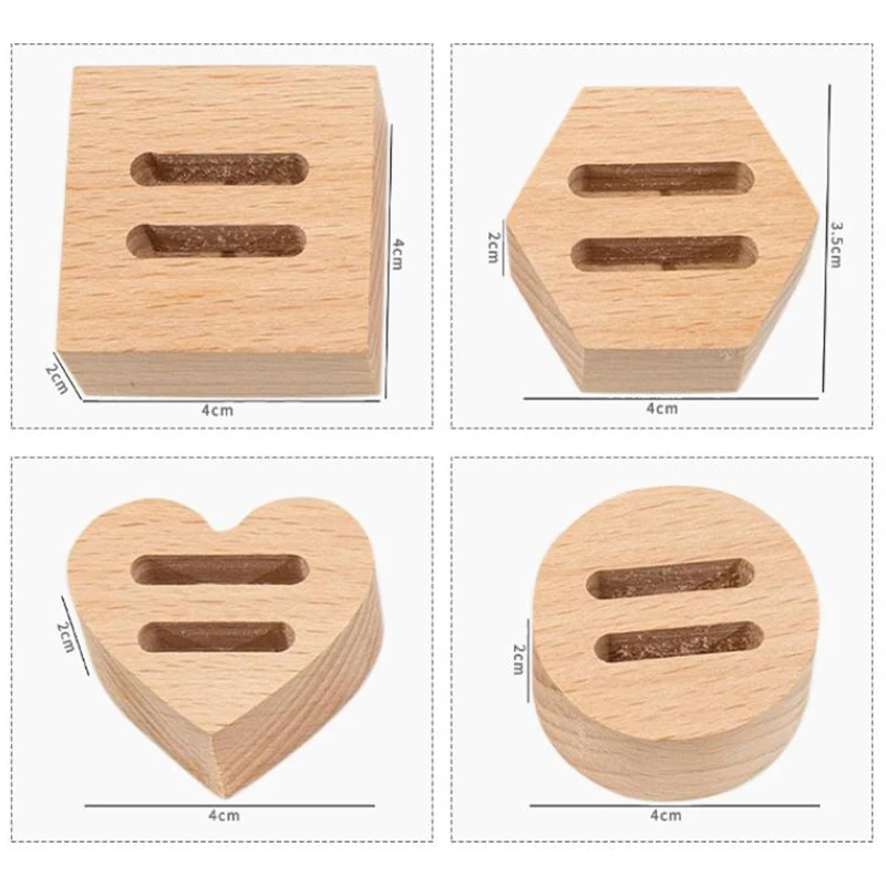 الخشب جولة/مربع/القلب واحد/مزدوج فتحة حلقة رف شاشة حامل مُنظِم مجوهرات عرض موقف حلقة عداد ويندوز العرض