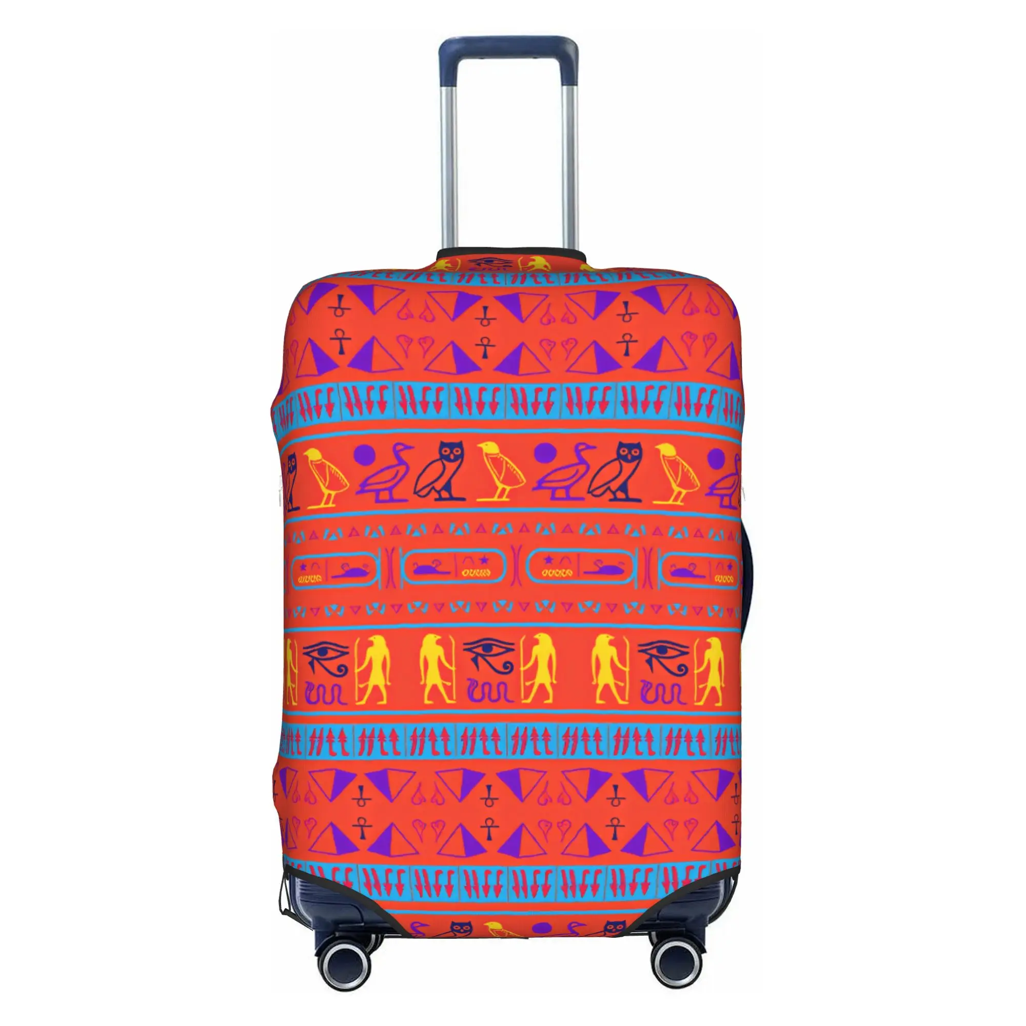 Ankh Egyptian Pyramids Suitcase Cover Elastic Hieroglyphs Eye of Horus Travel Luggage Covers for 18-32 inch