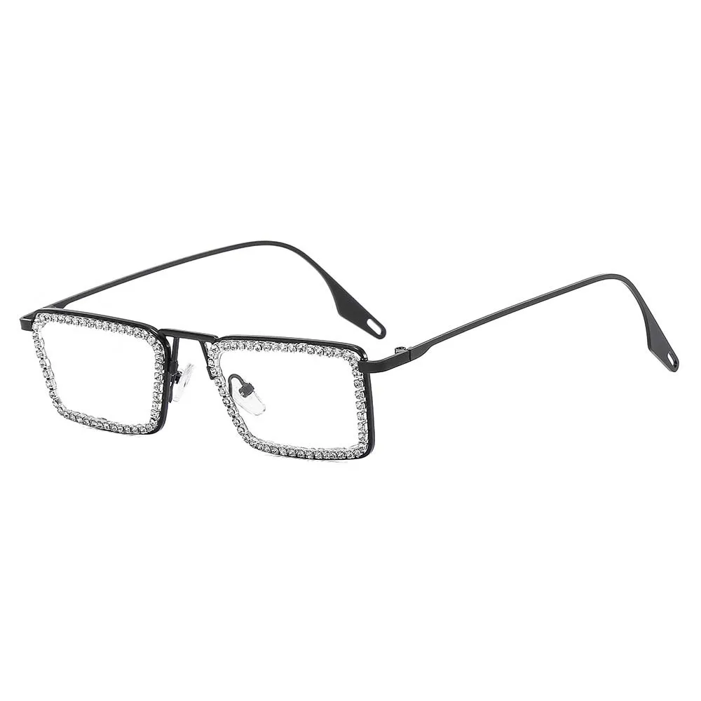 55006 kleine Rahmen Sonnenbrille Frauen Luxus Diamant Sonnenbrille Kristall Rechteck sexy Rahmen Strass Brillen Oculos