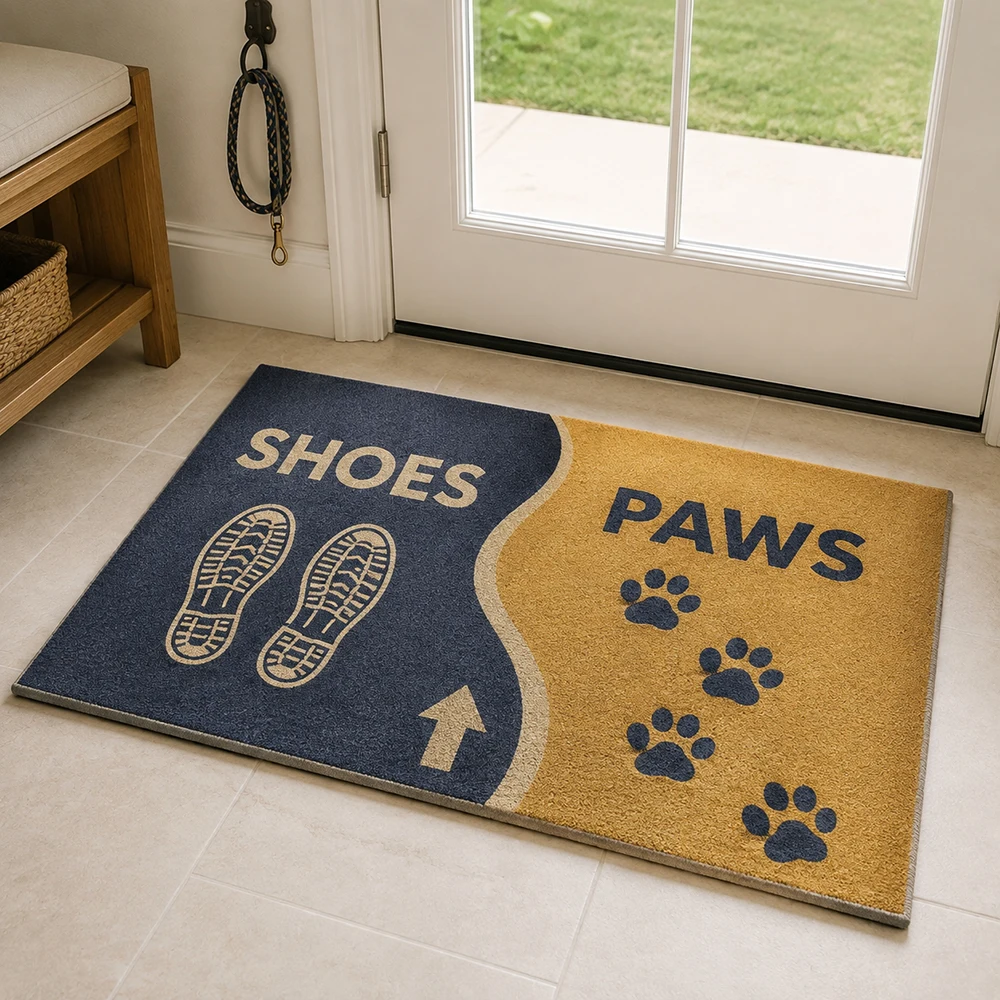 Pet Theme Funny Doormat Four Paws Two Feet Custom Absorbent Non Slip Rug Personalized Carpet Unique Gifts for Pet Couples
