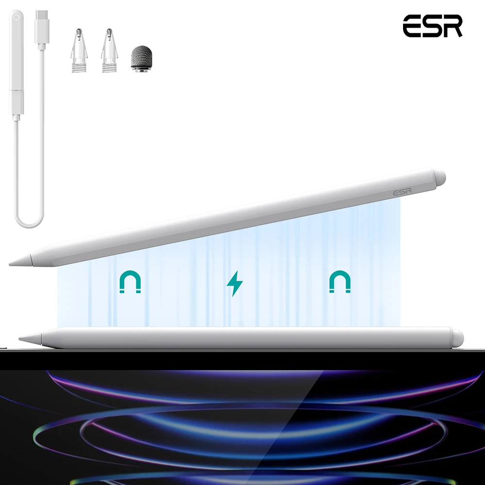 

ESR for iPad Pro 11 12.9 Inch Magnetic Wireless Charging Stylus with Palm Resistant and Dual Tip Writing for iPad Air 5/4 Mini 6