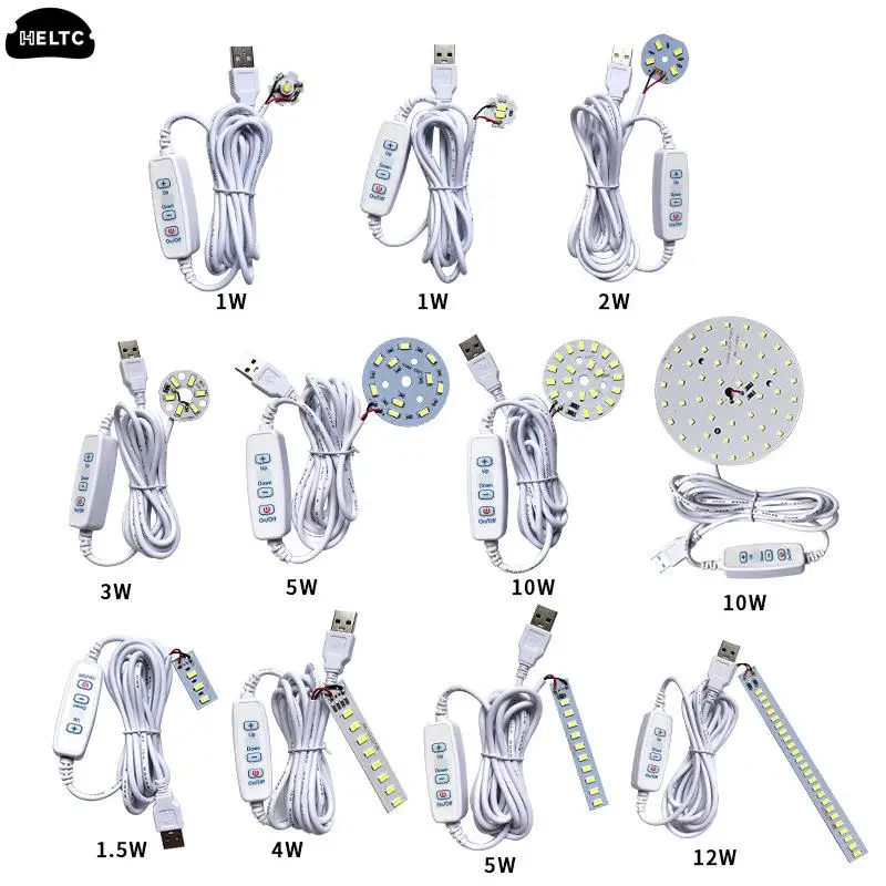 USB bianco DC 5V chip LED dimmerabili 5730 SMD lampada a LED luce fai da te lampadina a LED regolabile Dimmer apprendimento lampada ricaricabile