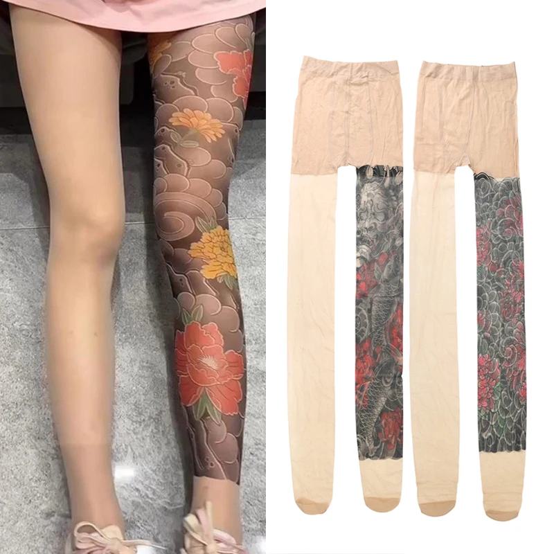 

Модные леггинсы-чулки в стиле Y2K, колготки с уникальным рисунком татуировки, мягкие эластичные чулки для модных женщин и мужчин, повседневная праздничная одежда